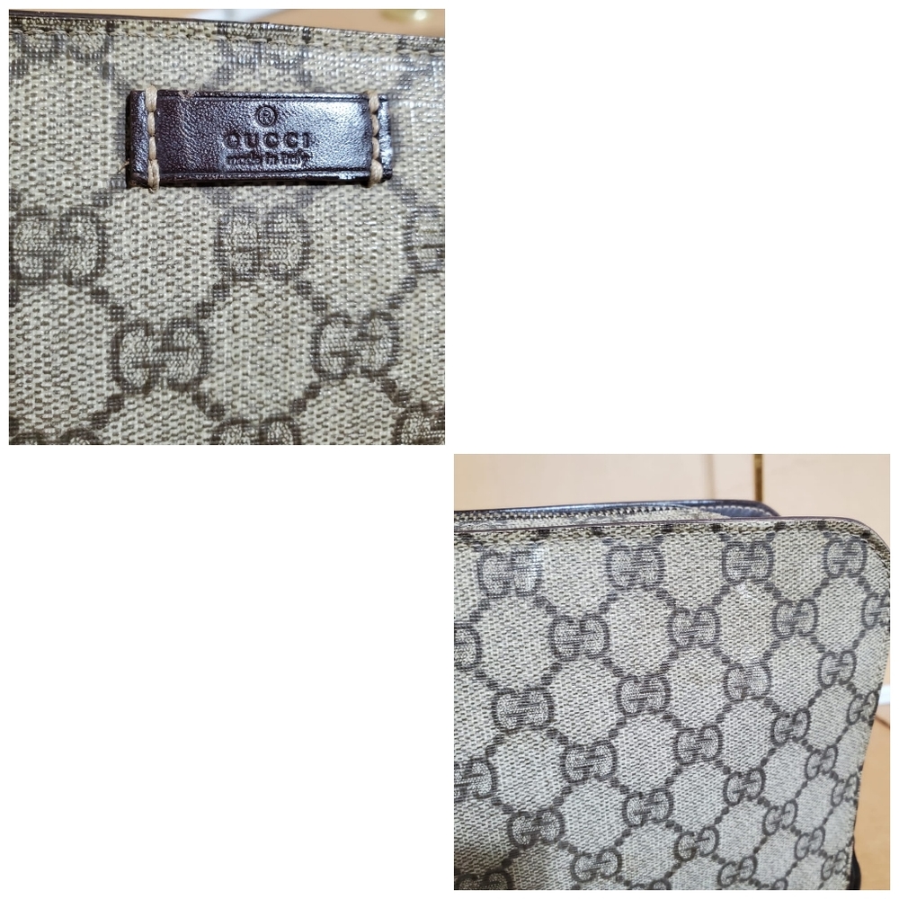 Gucci Gg Supreme Beige/Brown Leather Wristlet - Picture 12 of 13